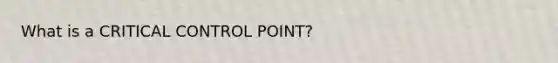 What is a CRITICAL CONTROL POINT?