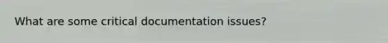 What are some critical documentation issues?