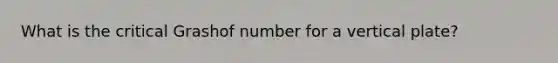 What is the critical Grashof number for a vertical plate?