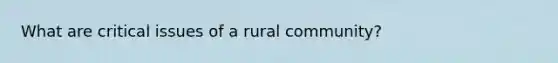 What are critical issues of a rural community?