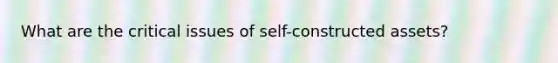 What are the critical issues of self-constructed assets?