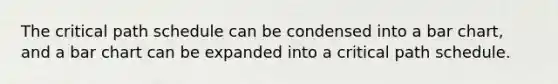 The critical path schedule can be condensed into a bar chart, and a bar chart can be expanded into a critical path schedule.