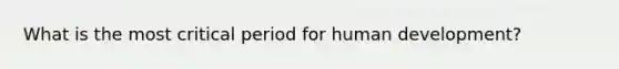 What is the most critical period for human development?