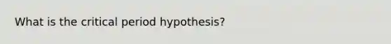 What is the critical period hypothesis?