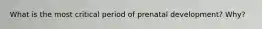 What is the most critical period of prenatal development? Why?