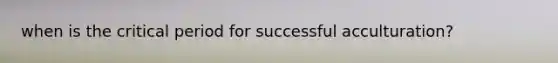 when is the critical period for successful acculturation?