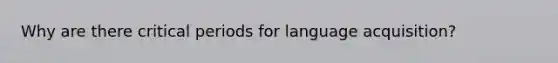 Why are there critical periods for language acquisition?