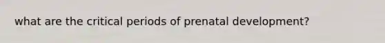 what are the critical periods of prenatal development?