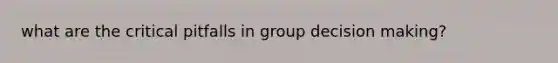 what are the critical pitfalls in group decision making?