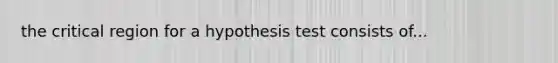 the critical region for a hypothesis test consists of...