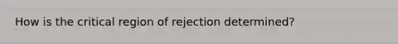 How is the critical region of rejection determined?