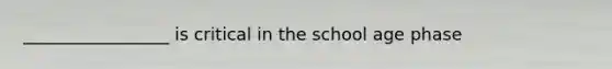 _________________ is critical in the school age phase