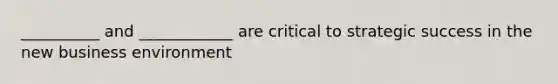 __________ and ____________ are critical to strategic success in the new business environment