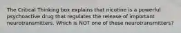 The Critical Thinking box explains that nicotine is a powerful psychoactive drug that regulates the release of important neurotransmitters. Which is NOT one of these neurotransmitters?