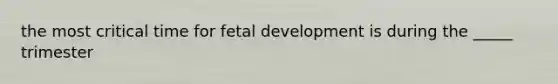 the most critical time for fetal development is during the _____ trimester