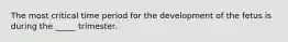 The most critical time period for the development of the fetus is during the _____ trimester.