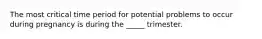 The most critical time period for potential problems to occur during pregnancy is during the _____ trimester.