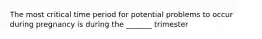 The most critical time period for potential problems to occur during pregnancy is during the _______ trimester