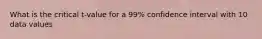 What is the critical t-value for a 99% confidence interval with 10 data values