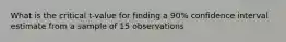 What is the critical t-value for finding a 90% confidence interval estimate from a sample of 15 observations