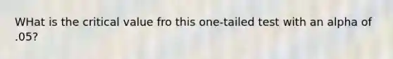 WHat is the critical value fro this one-tailed test with an alpha of .05?