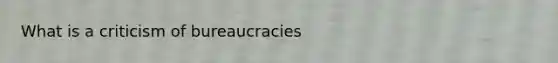 What is a criticism of bureaucracies