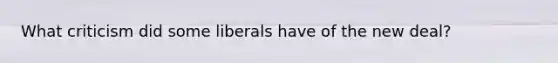 What criticism did some liberals have of the new deal?