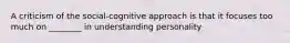 A criticism of the social-cognitive approach is that it focuses too much on ________ in understanding personality