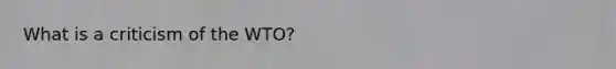 What is a criticism of the WTO?