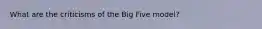 What are the criticisms of the Big Five model?