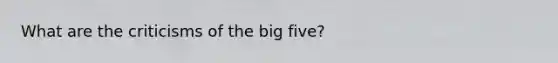 What are the criticisms of the big five?