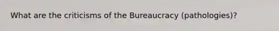 What are the criticisms of the Bureaucracy (pathologies)?