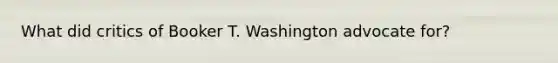 What did critics of Booker T. Washington advocate for?