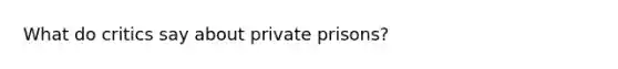 What do critics say about private prisons?