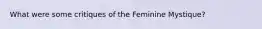 What were some critiques of the Feminine Mystique?