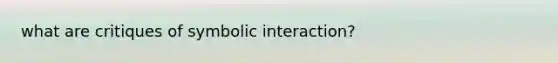 what are critiques of symbolic interaction?