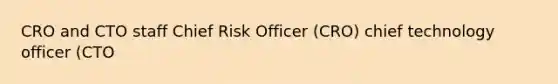 CRO and CTO staff Chief Risk Officer (CRO) chief technology officer (CTO