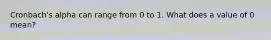 Cronbach's alpha can range from 0 to 1. What does a value of 0 mean?