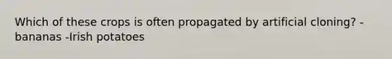 Which of these crops is often propagated by artificial cloning? -bananas -Irish potatoes