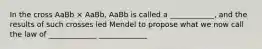 In the cross AaBb × AaBb, AaBb is called a ____________, and the results of such crosses led Mendel to propose what we now call the law of _____________ _____________