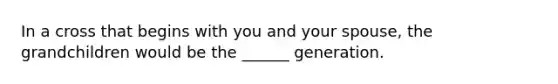 In a cross that begins with you and your spouse, the grandchildren would be the ______ generation.