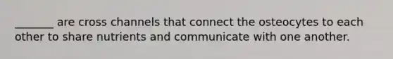 _______ are cross channels that connect the osteocytes to each other to share nutrients and communicate with one another.