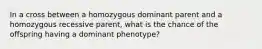 In a cross between a homozygous dominant parent and a homozygous recessive parent, what is the chance of the offspring having a dominant phenotype?