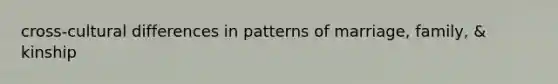 cross-cultural differences in patterns of marriage, family, & kinship