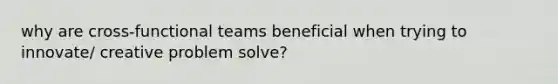 why are cross-functional teams beneficial when trying to innovate/ creative problem solve?