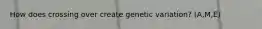 How does crossing over create genetic variation? (A,M,E)