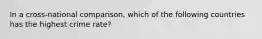 In a cross-national comparison, which of the following countries has the highest crime rate?