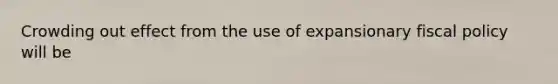 Crowding out effect from the use of expansionary fiscal policy will be