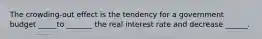 The crowding-out effect is the tendency for a government budget _____to _______ the real interest rate and decrease ______.