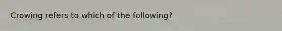 Crowing refers to which of the following?